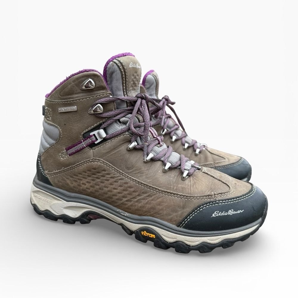 Eddie Bauer Lukla Pro Vibram Hiking Boots Gray Purple High Top size 9.5 - Picture 10 of 10